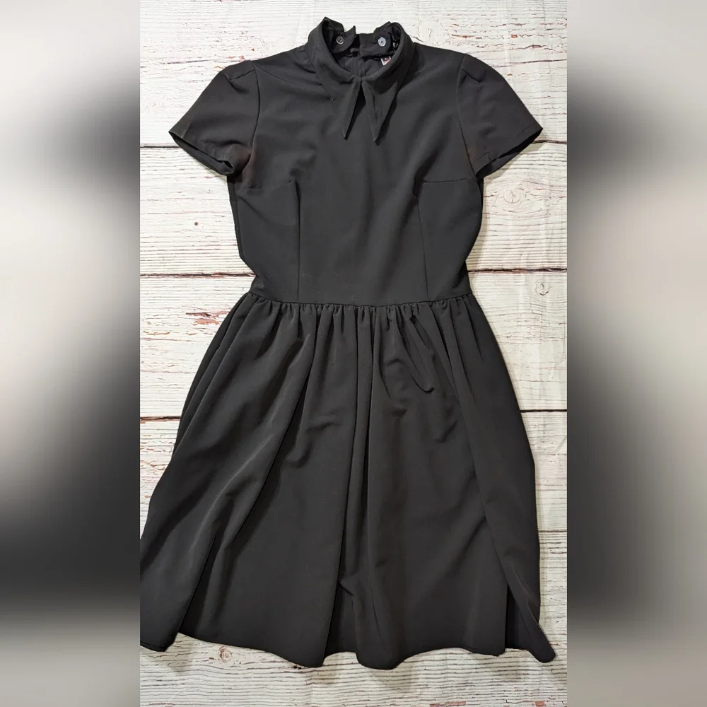 Deandri Removable Collar Black Dress Large READ - Picture 1 of 9